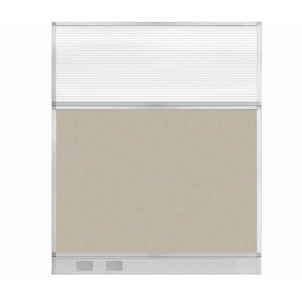 Hush Panel Configurable Cubicle Partition 5' x 6' Sand Fabric Clear Fluted Window w/ Cable Channel